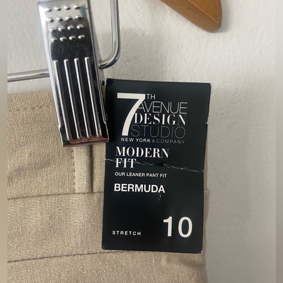 7th Avenue Tan Golden Shiny High Rose Bermuda Shorts​ - Picture 4 of 7